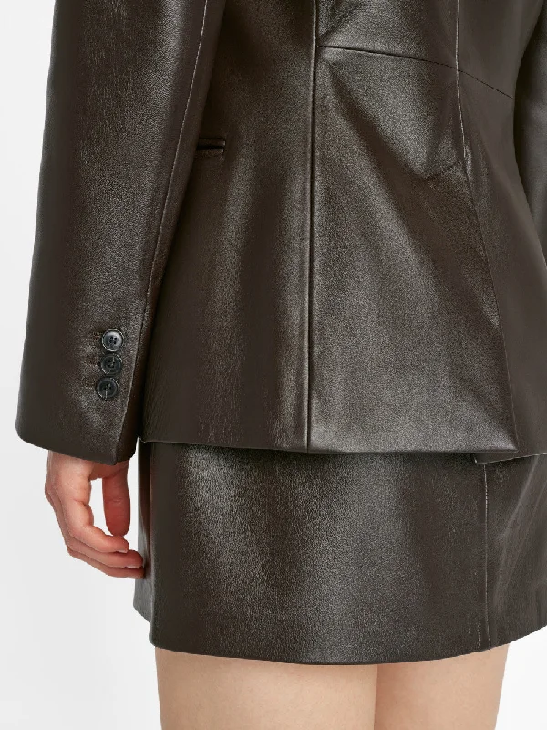 The Femme Leather Blazer -- Espresso