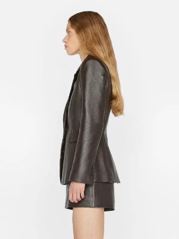 The Femme Leather Blazer -- Espresso