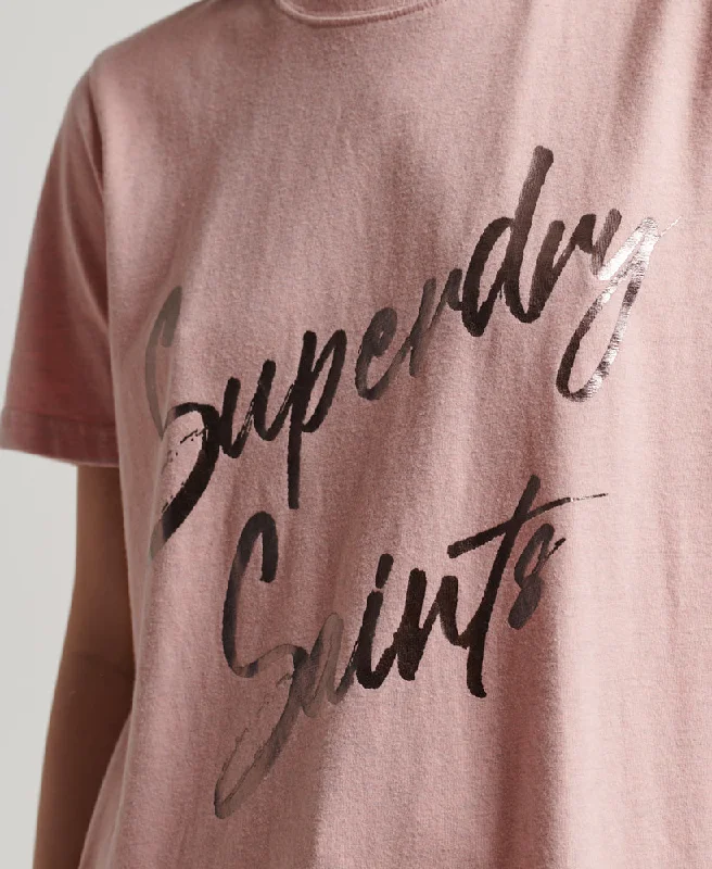 Vintage Embellished T Shirt | Blush Pink Marle