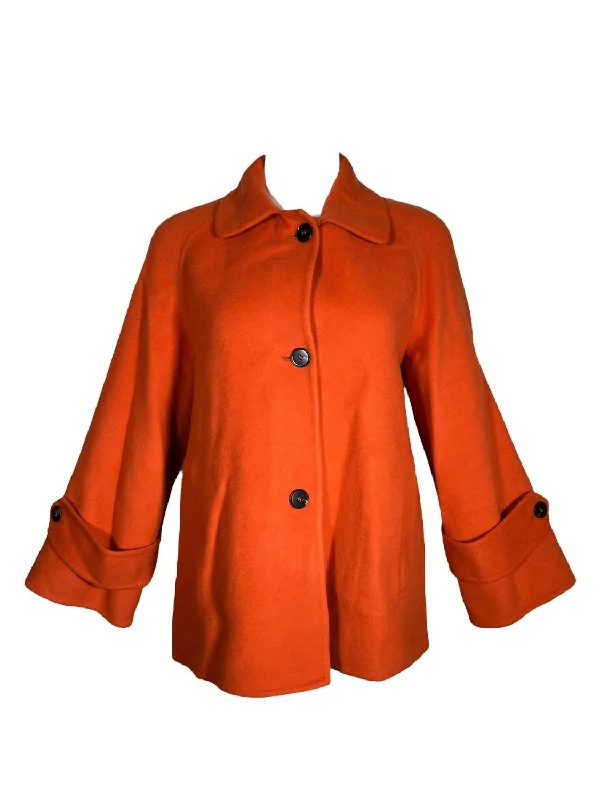 Women Double Faced Wool Coat In Persimmon