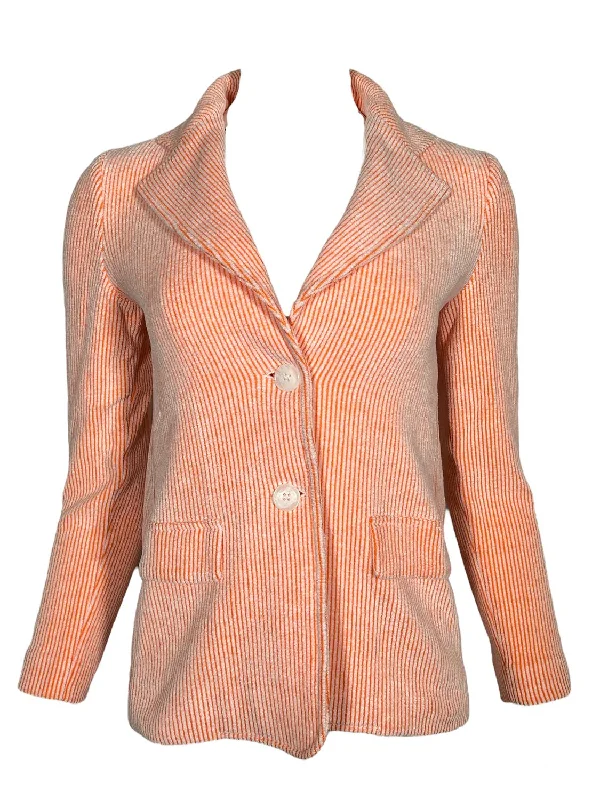 Women Striped Chenille Jacket In Orange