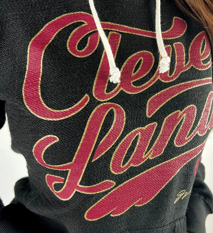 Womens Cleveland Basketball Lace Up Hooded Sweatshirt