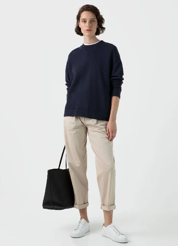 Women's Relaxed Loopback Sweatshirt in Navy