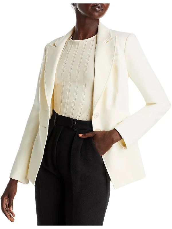 Womens Pintuck Polyester Two-Button Blazer