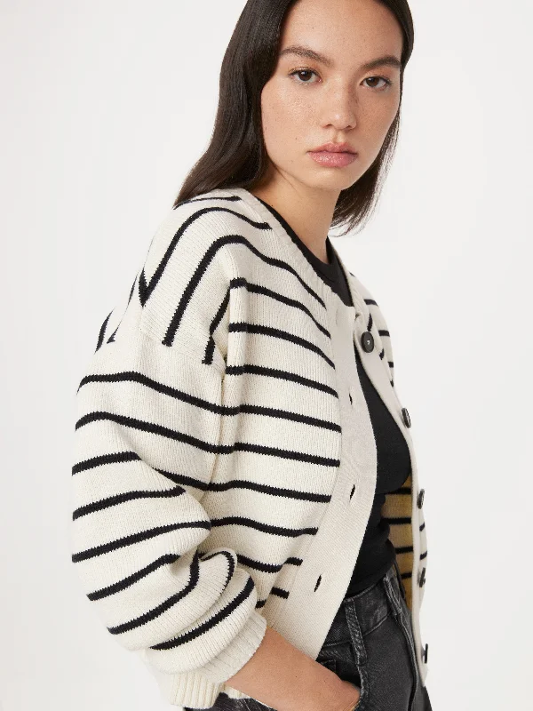 The Striped Bubble Cardigan in Black