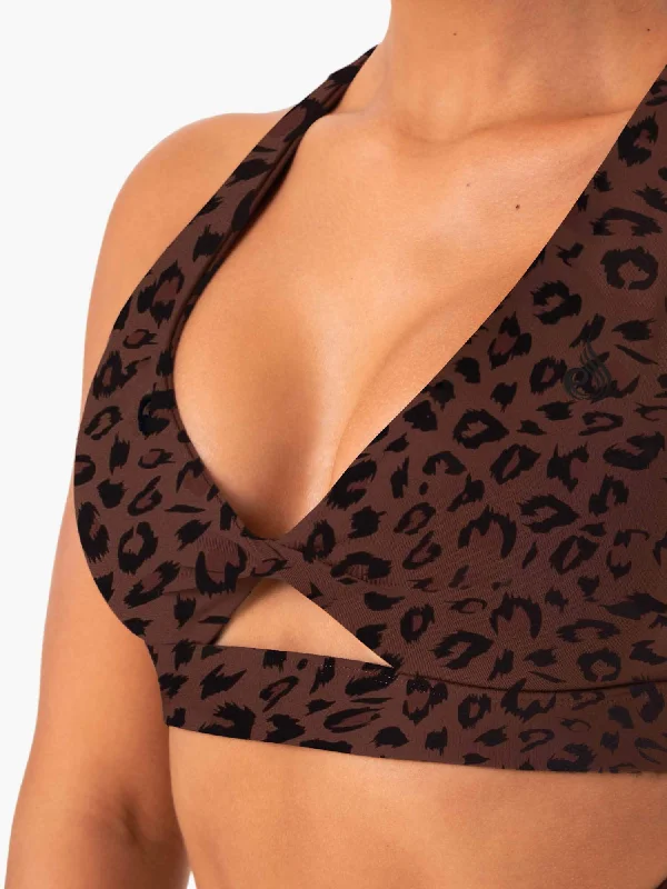 Adapt Twist Sports Bra - Chocolate Leopard