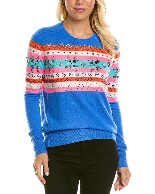 Autumn Cashmere Jeweled Fairisle Cashmere Sweater