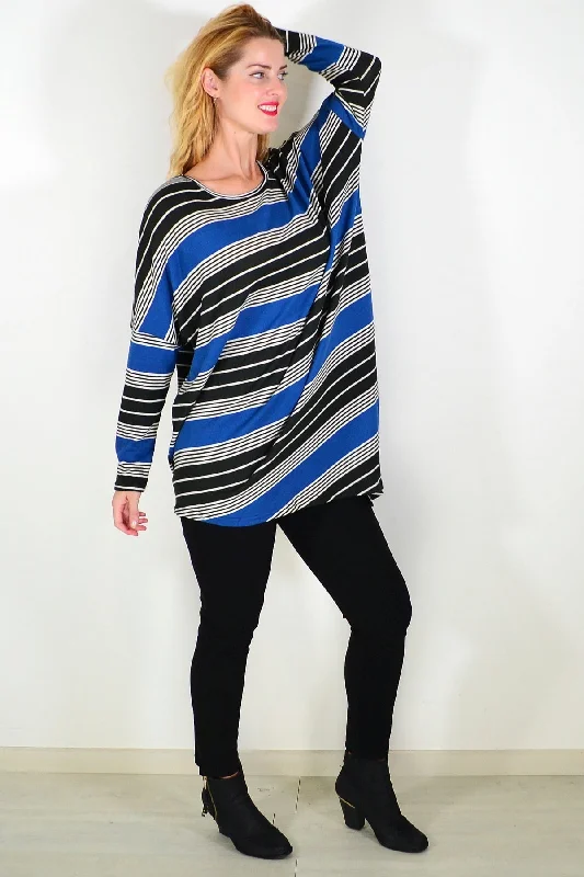 Blue Black Walk My Way Fleece Tunic Top