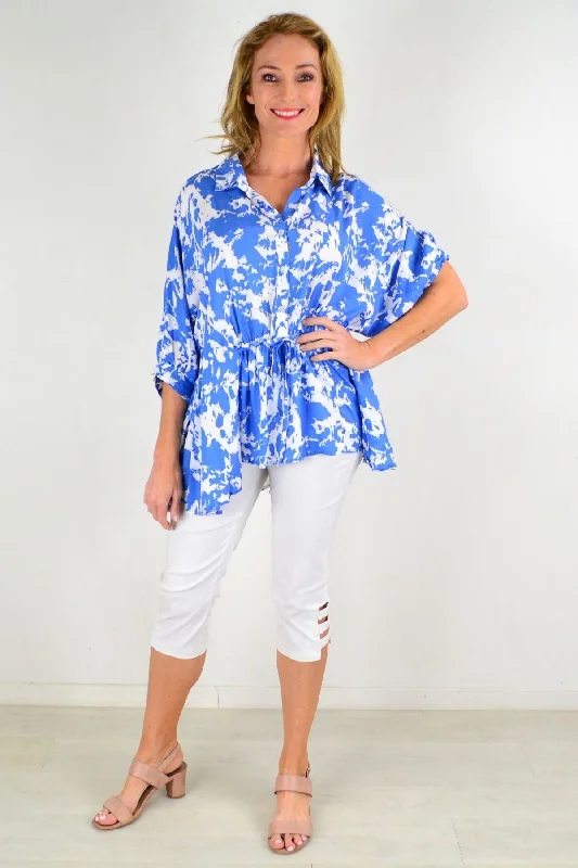 Blue Follow Me Relaxed Fit Tunic Blouse