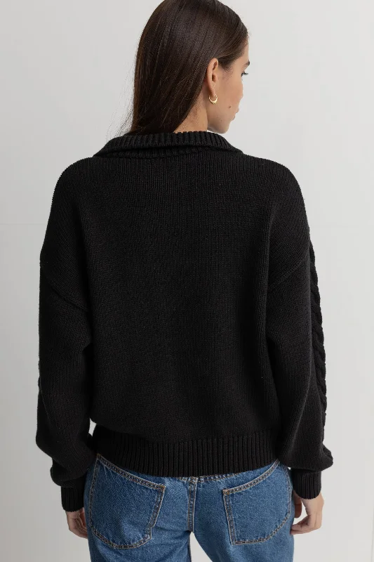 Cabelled Vintage Zip Knit Black