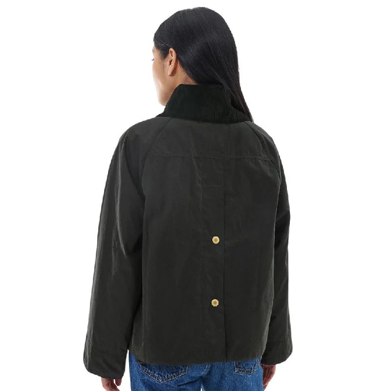 Catton Wax Jacket (Black + Sage Tartan)