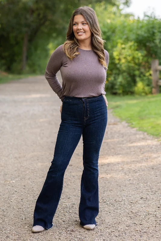 Dark Mauve Lightweight Sweater With Side Slit