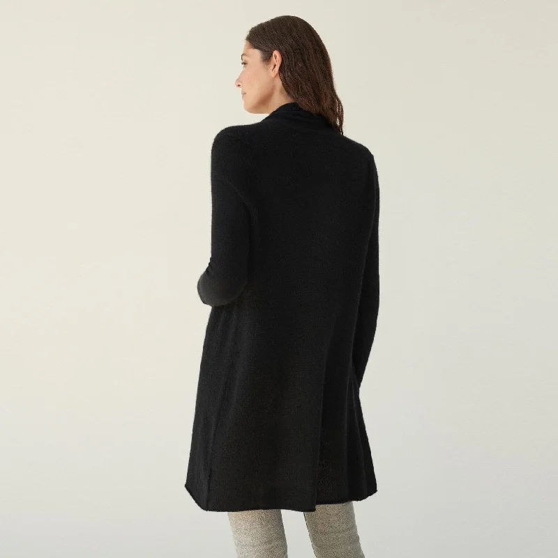 Essential Cashmere Trapeze Cardigan (Black)