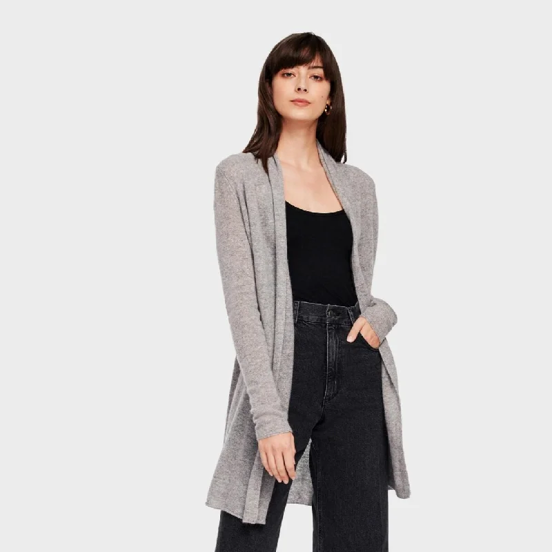 Essential Cashmere Trapeze Cardigan (Heather Grey)