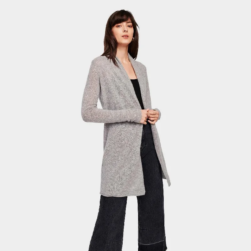 Essential Cashmere Trapeze Cardigan (Heather Grey)