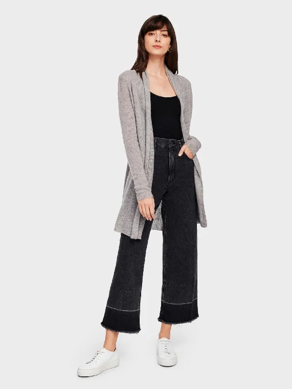 Essential Cashmere Trapeze Cardigan (Heather Grey)