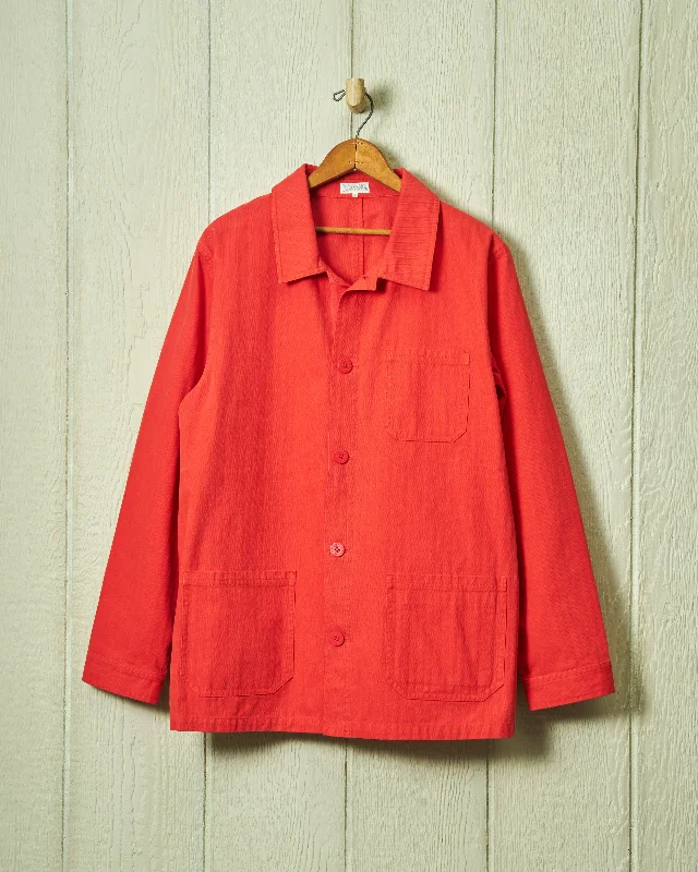 French Workman’s Jacket in Nautical Red Herringbone