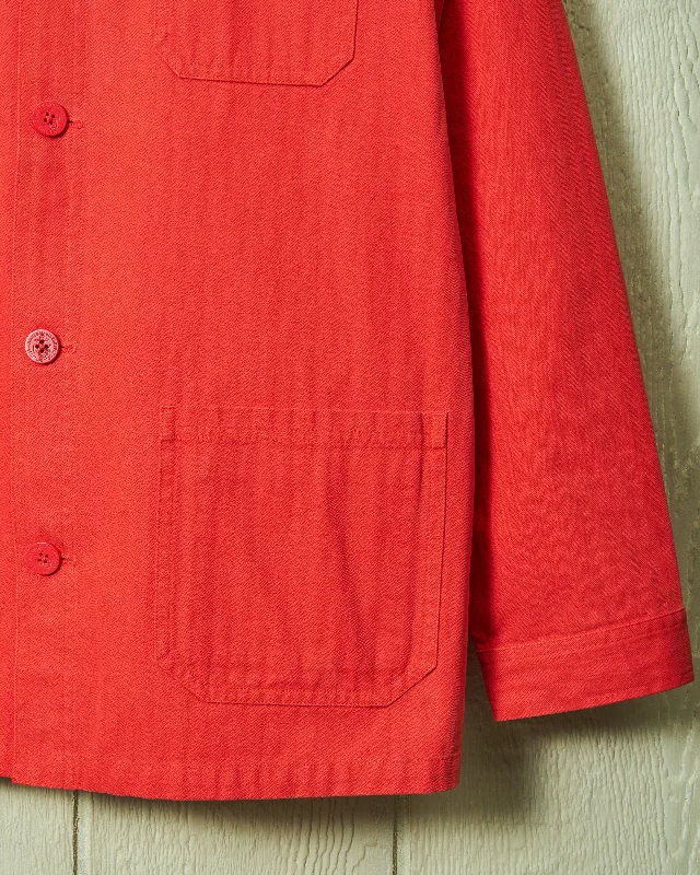 French Workman’s Jacket in Nautical Red Herringbone