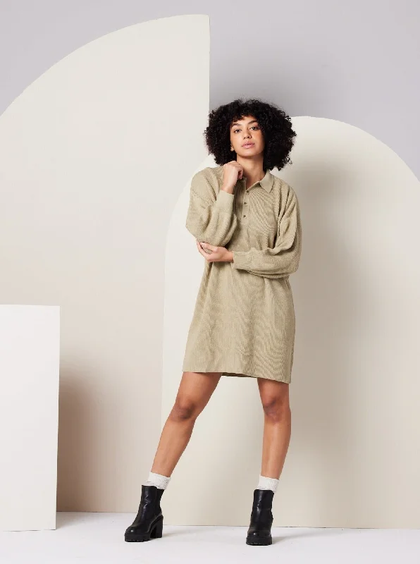 Griffin Sweater Dress - Khaki Green