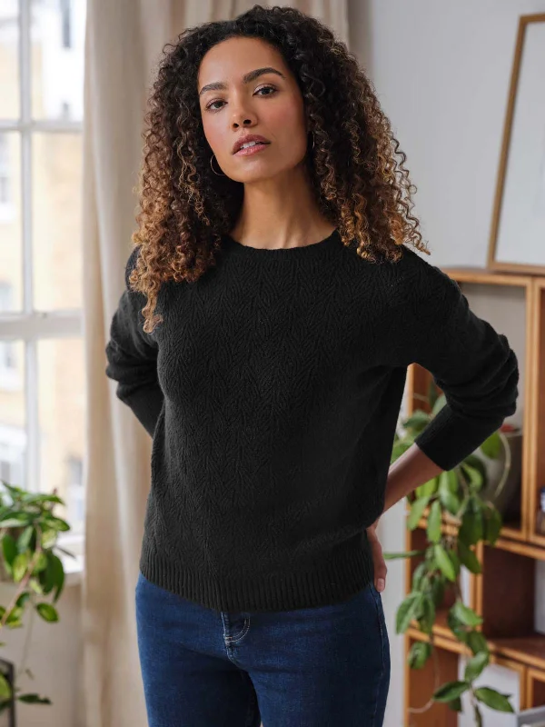 Ivanna Organic Cotton Pointelle Jumper - Black