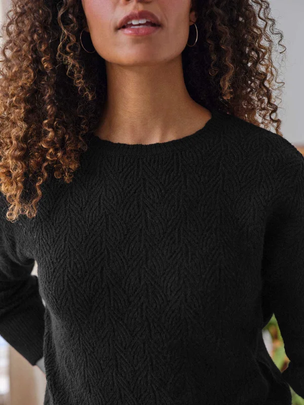 Ivanna Organic Cotton Pointelle Jumper - Black