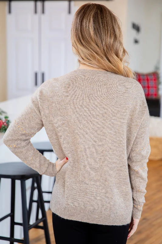 Mocha and Metallic Gold Detail Sweater