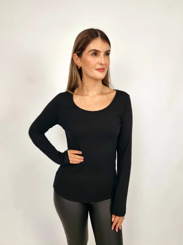 Naya Black Basic Long Sleeve Top