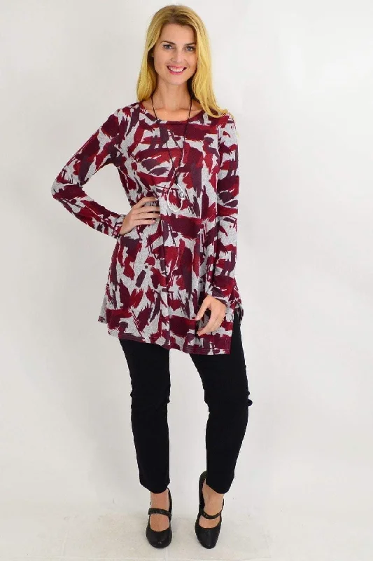 Red Paint Splash Fleece Tunic Top