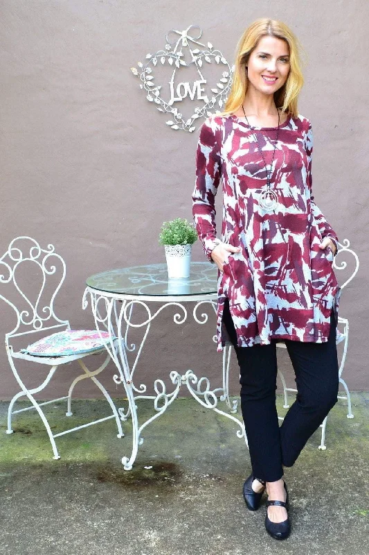 Red Paint Splash Fleece Tunic Top