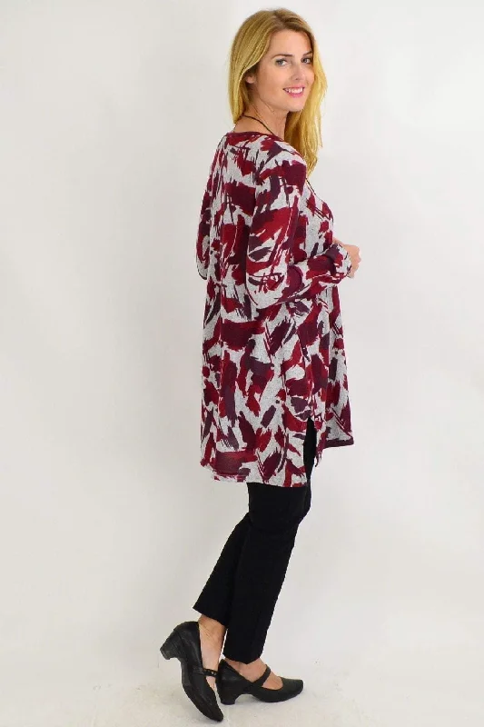 Red Paint Splash Fleece Tunic Top