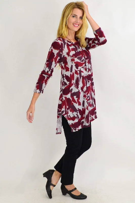 Red Paint Splash Fleece Tunic Top