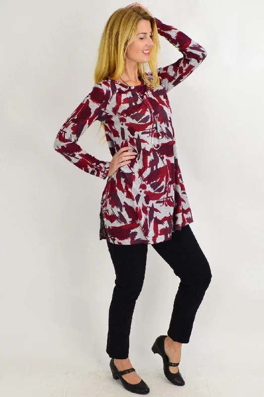 Red Paint Splash Fleece Tunic Top