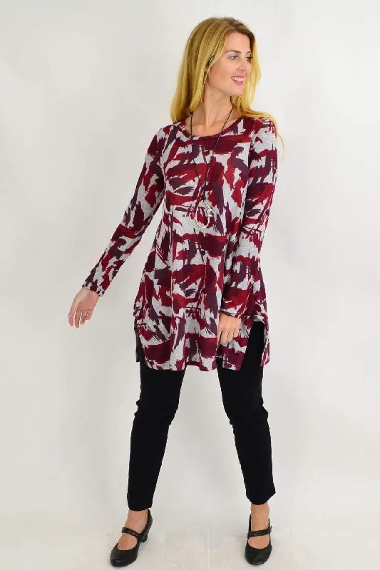 Red Paint Splash Fleece Tunic Top