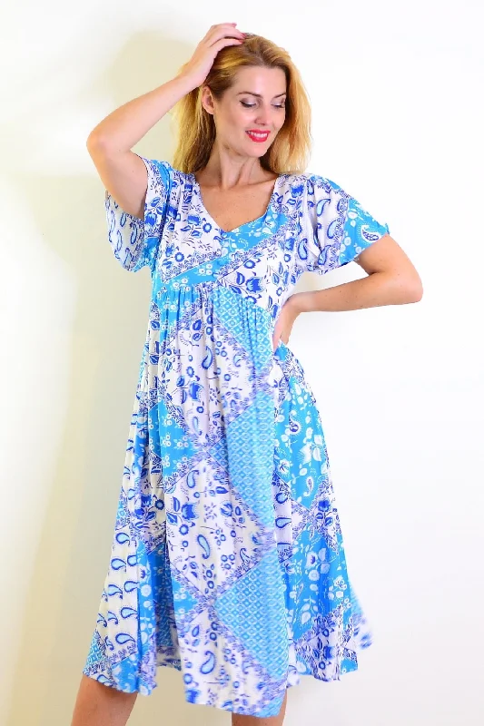 Soft Blue Floral Paisley Tunic Dress