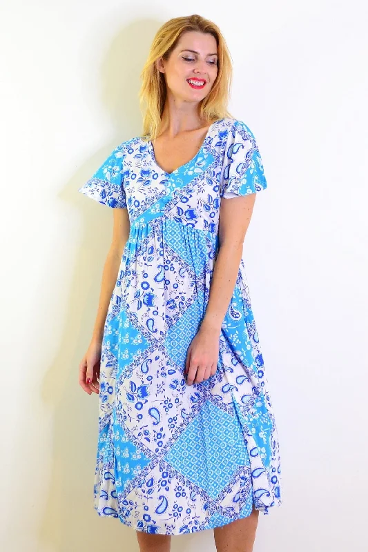 Soft Blue Floral Paisley Tunic Dress