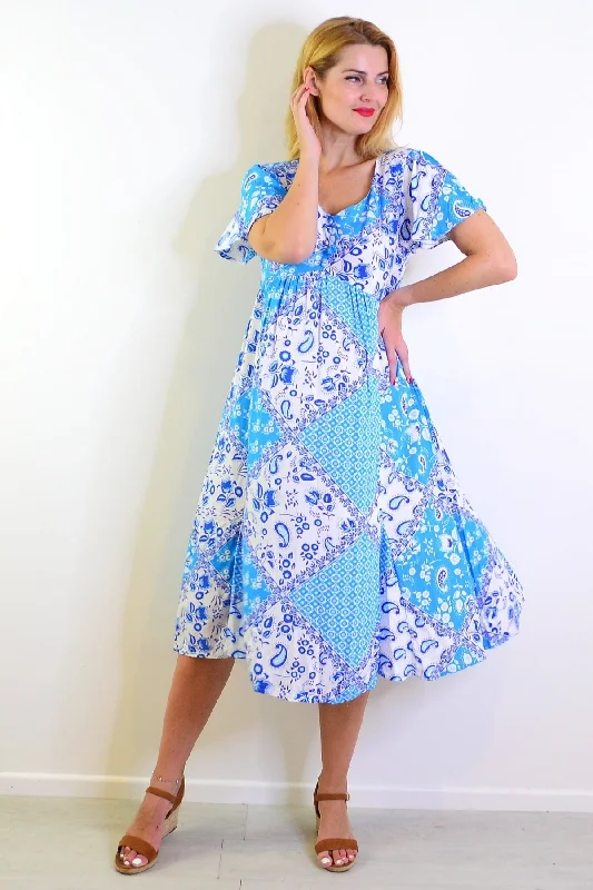 Soft Blue Floral Paisley Tunic Dress