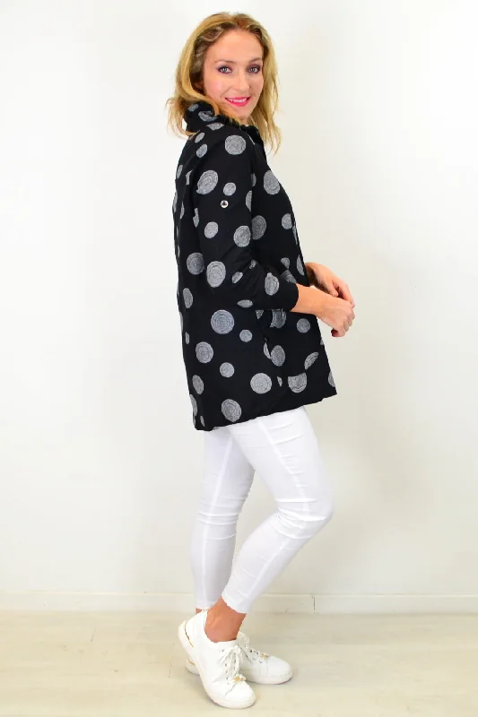 Spotty Wood Pocket High Collar Tunic Shirt