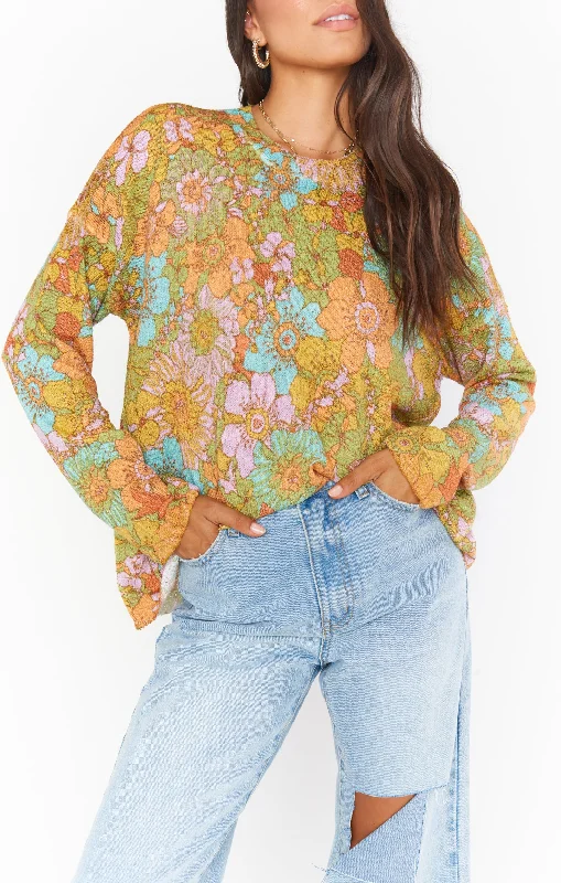 Sue Pocket Sweater ~ Groovy Blooms Knit