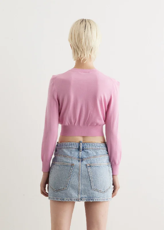 Superfine Cropped Crewneck Cardigan