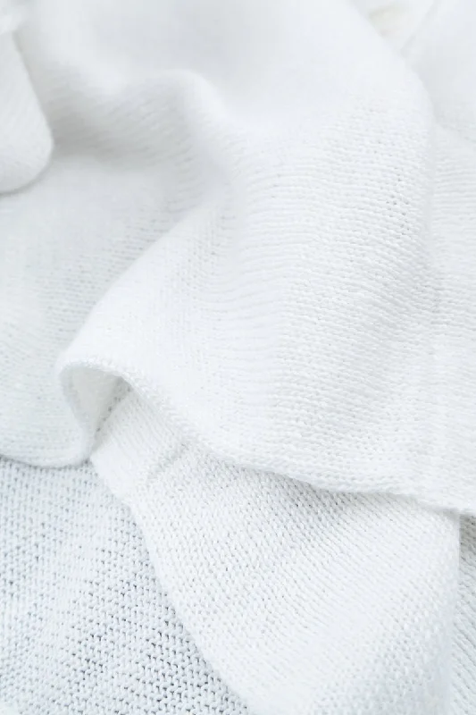 Tie Up Detail White Linen Cardigan