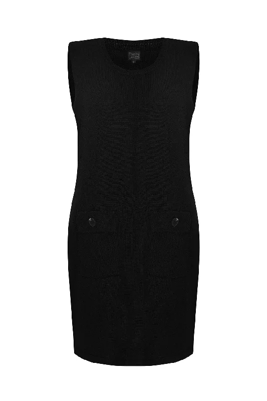 Touch of Wool sleeveless Tunic | BLACK | 6346ZR