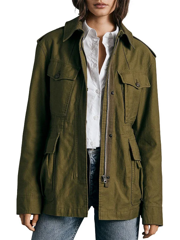 Womens Collared Military Utility Jacket