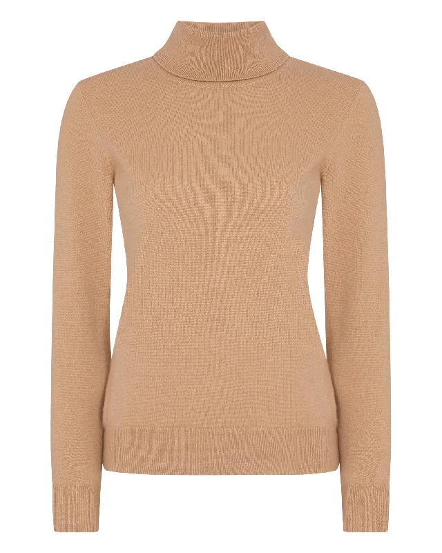 Women's Luna Roll Neck Cashmere Jumper Sahara Brown