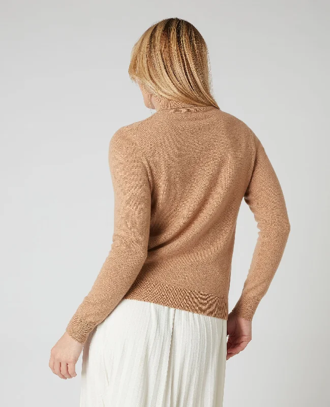 Women's Luna Roll Neck Cashmere Jumper Sahara Brown